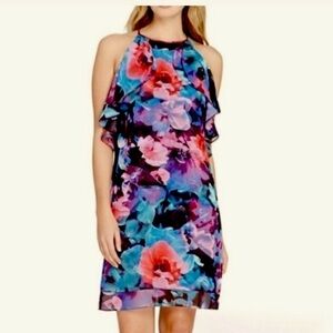 NWT Tahari Arthur S.Levine Floral Ruffled Dress
